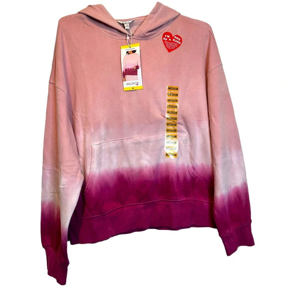 Wildfox Women’s French Terry Pink Tie Dye Ombre Hoodie size Medium - Picture 3 of 5